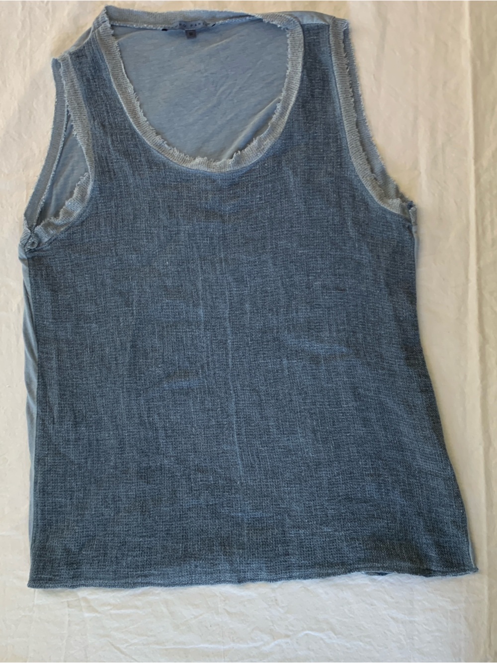 Tempo Paris Light Blue Linen Knit Tank